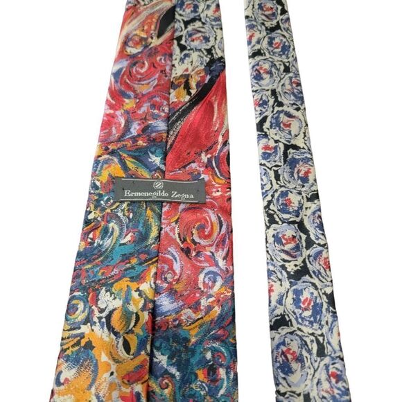 ERMENEGILDO ZEGNA Multicolor Silk Tie 58" Ancient Madder Made in Italy - Picture 5 of 8
